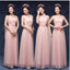 Mismatched Elegant Peach Sort Tulle Long Bridesmaid Dresses, BD011