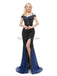 Off Shoulder Pailletten Meerjungfrau Seite Schlitz Abend Ball kleider, Abend Party Ball Kleider, 12054