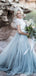 Short Sleeves Blue Skirt Cheap Wedding Dresses Online, Cheap Bridal Dresses, WD658