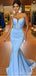 Simple Blue Mermaid Sweetheart Long Evening Prom Robes, Cheap Custom Sweet 16 Robes, 18473