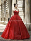 Sweetheart Sparkly Red Ball Gown Evening Prom Dresses, Evening Party Prom Dresses, 12263