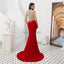 Boné Mangas Red Beaded Sereia See Through Evening Prom Vestidos, Evening Party Prom Vestidos, 12087