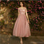 Blush Pink Lace Tulle Short Mismatched Cheap Bridesmaid Dresses Online, WG535