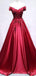 Off Shoulder Dark Red Long Evening Prom Dresses, Cheap Custom Party Prom Dresses, 18599