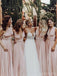 Conversível Pink Long Bridesmaid Vestidos Online, Vestidos Baratos De Bridesmaids, WG741