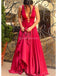 Sexy Backless Red A-line Long Evening Prom Dresses, Evening Party Prom Dresses, 12304