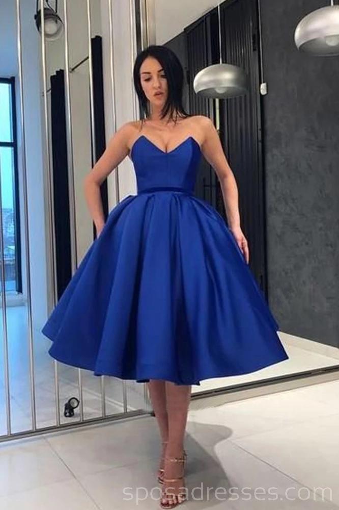 Strapless Blue Simple Cheap Homecoming Dresses Online, Cheap Short Prom Dresses, CM754