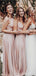 Conversível Pink Long Bridesmaid Vestidos Online, Vestidos Baratos De Bridesmaids, WG741