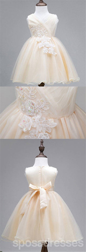 Lace Tulle Cute Flower Girl Dresses, Lovely Affordable Satin Top Little Girl Dresses,  FG035