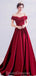 Dark Red Off Shoulder Lace Beaded Evening Prom Dresses, Evening Party Prom Dresses, 12206