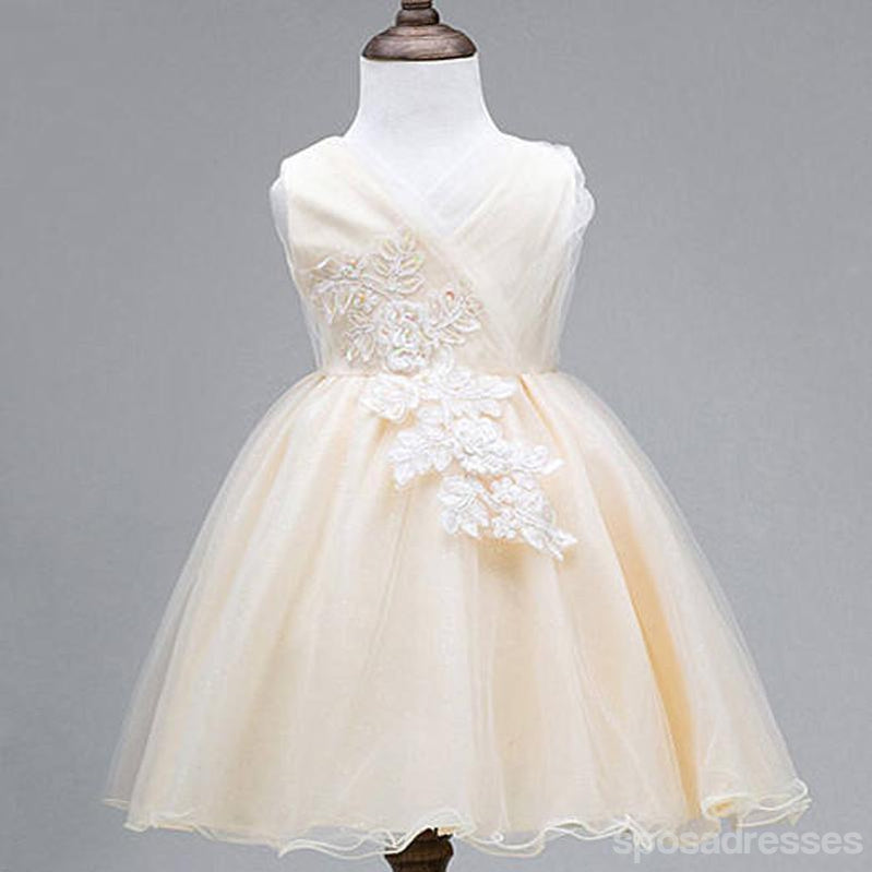 Lace Tulle Cute Flower Girl Dresses, Lovely Affordable Satin Top Little Girl Dresses,  FG035