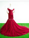 Off Shoulder Red Mermaid Evening Prom Dresses, Evening Party Prom Dresses, 12266