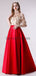 1/2 Long Sleeves High Neck Red Skirt Sequin Top Evening Prom Dresses, Evening Party Prom Dresses, 12116