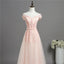 Pale Pink Off Shoulder Lace A-line Long Evening Prom Dresses, Cheap Sweet 16 Vestidos, 18352