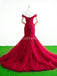 Off Shoulder Red Mermaid Evening Prom Dresses, Evening Party Prom Dresses, 12266