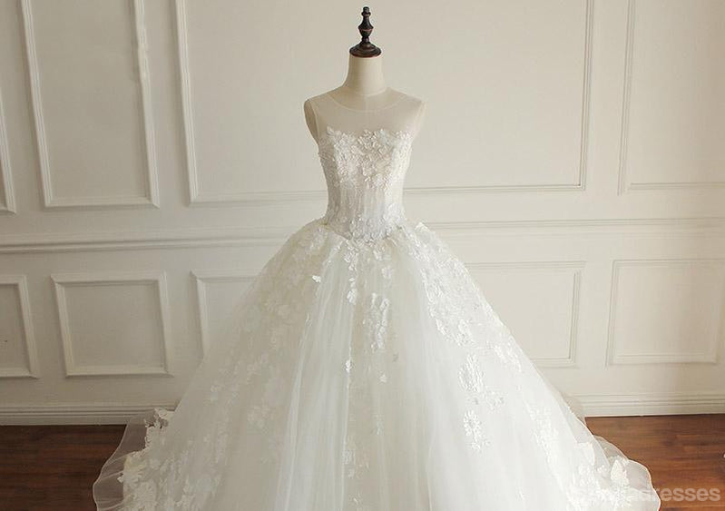 Luxuriöse Lace Beaded A Linie Brautkleider, Maßgeschneiderte Brautkleider, erschwingliche Hochzeit Brautkleider, WD255