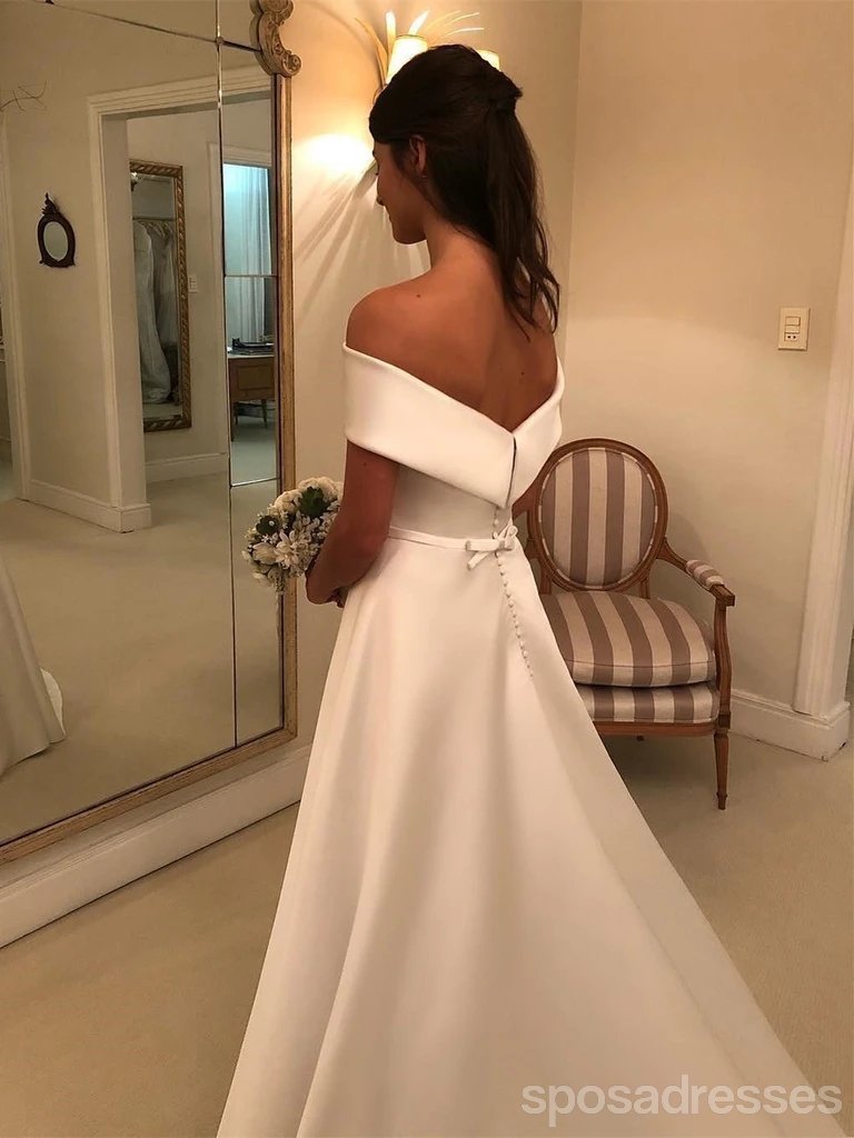 Off Shoulder Simple Cheap Wedding Vestidos Online, Vestidos Bridal Baratos, WD629