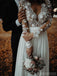 Long Sleeves See Through Beach Wedding Dresses, Chiffon Wedding Gown, WD695