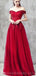 Off Shoulder Red Cheap Long Evening Prom Dresses, Cheap Custom Party Prom Dresses, 18583