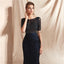 Navy 1/2 Long Sleeves Lace Beaded Mermaid Evening Prom Dresses, Evening Party Prom Dresses, 12073