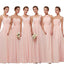 Chiffon Blush Pink Floor Length Mismatched Cheap Bridesmaid Dresses , WG520