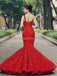 One Shoulder Red Sequin Mermaid Evening Prom Dresses, Evening Party Prom Dresses, 12267