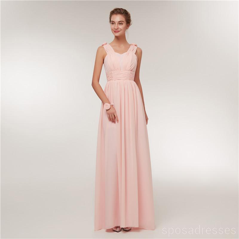 Chiffon Blush Pink Floor Length Mismatched Cheap Bridesmaid Dresses , WG520