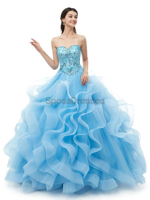 Sweetheart Blue Heavy Beaded Quinceanera Vestidos, Fiesta Nocturna Fiesta Vestidos, 12099