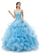 Sweetheart Blue Heavy Beaded Quinceanera Vestidos, Fiesta Nocturna Fiesta Vestidos, 12099