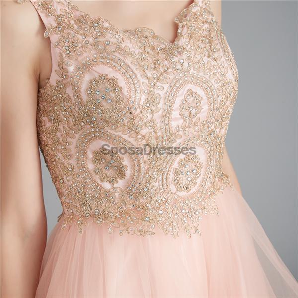 V Peach Peach A-line Gold Bodice Evening Prom Dresses, Dresses Prom Party Evening, 12120