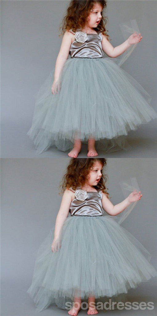 Satin Top Strap Tulle Flower Girl Dresses, Cute Little Girl Birthday Dresses, Free Custom Dresses,  FG038