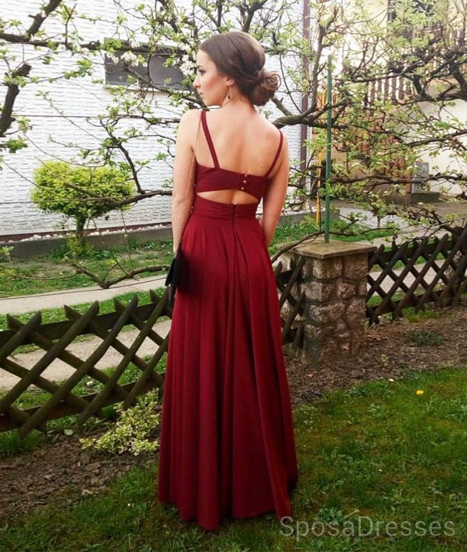 Simple Straps Open Back Long Evening Prom Dresses, Cheap Custom Sweet 16 Dresses, 18486