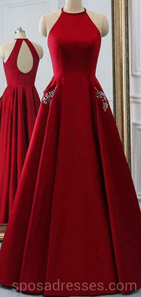 Vestidos de fiesta de noche largos rojos brillantes brillantes de espalda abierta, vestidos de fiesta personalizados baratos, 18595