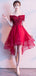 Bright Red Off Shoulder High Low Günstige Homecoming Kleider Online, Günstige Kurze Ballkleider, CM783