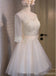 Long Sleeve Lace High Neckline Homecoming Prom Dresses, Affordable Short Party Prom Dresses, Perfect Homecoming Dresses, CM293