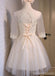 Long Sleeve Lace High Neckline Homecoming Prom Dresses, Affordable Short Party Prom Dresses, Perfect Homecoming Dresses, CM293