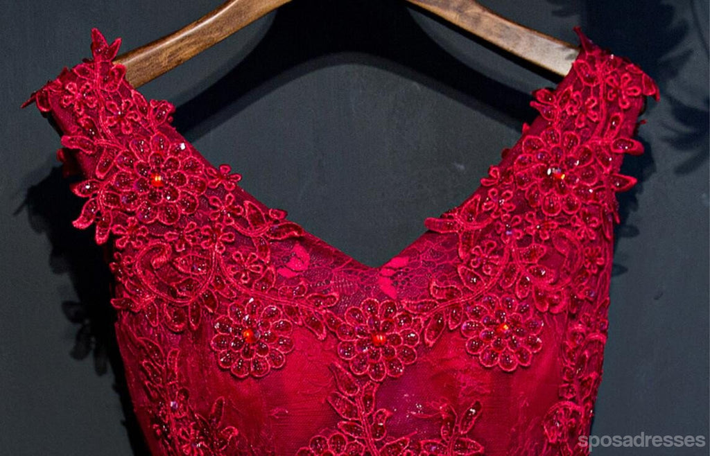 Duas tiras cadarço vermelho vestidos de baile para os estudantes de regresso para casa pesadamente enfeitados com contas, vestidos de regresso para casa baratos, CM265