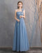 Dusty Blue Floor Length Mismatched Cheap Bridesmaid Dresses Online, WG533