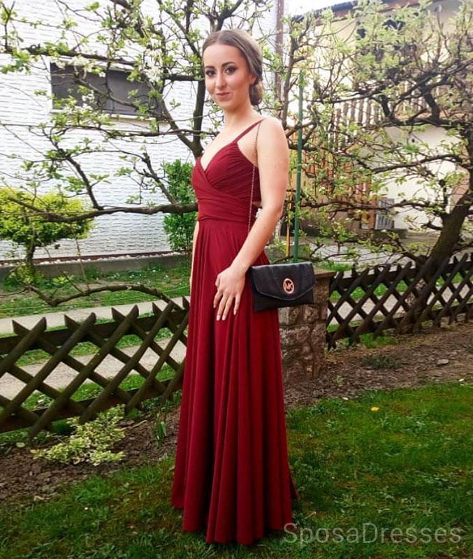 Simple Straps Open Back Long Evening Prom Dresses, Cheap Custom Sweet 16 Dresses, 18486