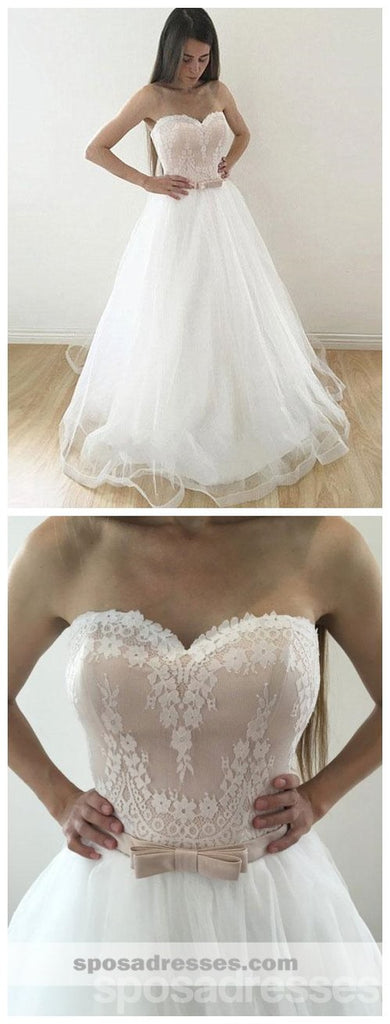 Sweetheart A line Cheap Wedding Dresses Online, Cheap Strapless Bridal Dresses, WD456