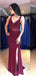 Sexy V Neck Mermaid Maroon Open Back Long Evening Prom Vestidos, Barato Dulce 16 Vestidos, 18419