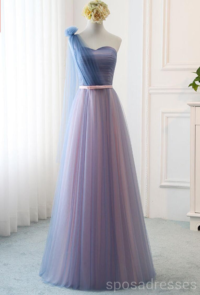 Blue Pink Tulle Floor Length Mismatched Cheap Bridesmaid Dresses Online, WG539