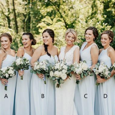 Mismatched Pale Blue Chiffon Cheap Long Bridesmaid Dresses Online, WG363