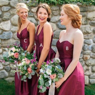 Mismatched Dark Red Custom Cheap Long Bridesmaid Dresses Online, WG369