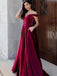 Red A-line Off Shoulder V-neck Party Prom Dresses, Prom & Dance Dresses,12533