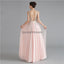 V Neck Chiffon Heavily Beaded Pink Evening Prom Dresses, Evening Party Prom Dresses, 12122