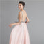 V Neck Chiffon Heavily Beaded Pink Evening Prom Dresses, Evening Party Prom Dresses, 12122