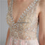 V Neck Chiffon Heavily Beaded Pink Evening Prom Dresses, Evening Party Prom Dresses, 12122