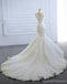 V Neck Lace Mermaid Wedding Dresses, Cheap Wedding Gown, WD716