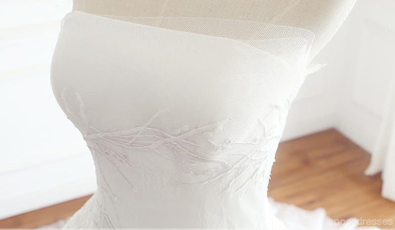 Sin tirantes Simple Encaje de Una línea de Boda, Vestidos de Novia, Hecho a medida Vestidos de Novia, de Boda Asequibles Vestidos de Novia, WD259